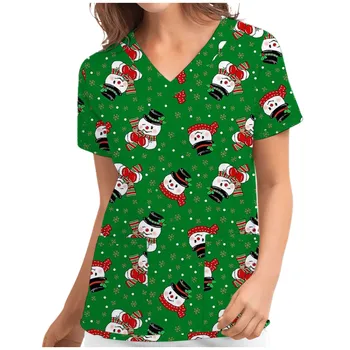 Ziemassvētku Drukāt Pet Kluba Darba Tērpi Sievietēm Krūmāji Topi Veterinaria Kostīmu Pet Shop Darba Aprūpētāja Drēbes Veselības Aprūpes Tunika #40